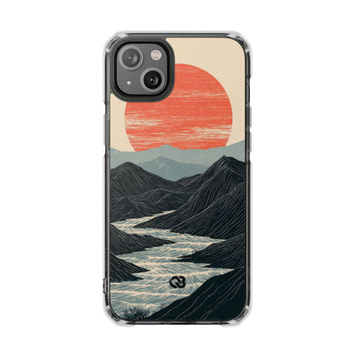 Beige Impact MagSafe Phone Case for iPhone - Crimson Ridge Flow