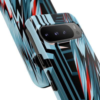 Blue Tough Phone Case for Google Pixel - Glitch Peak Cyan
