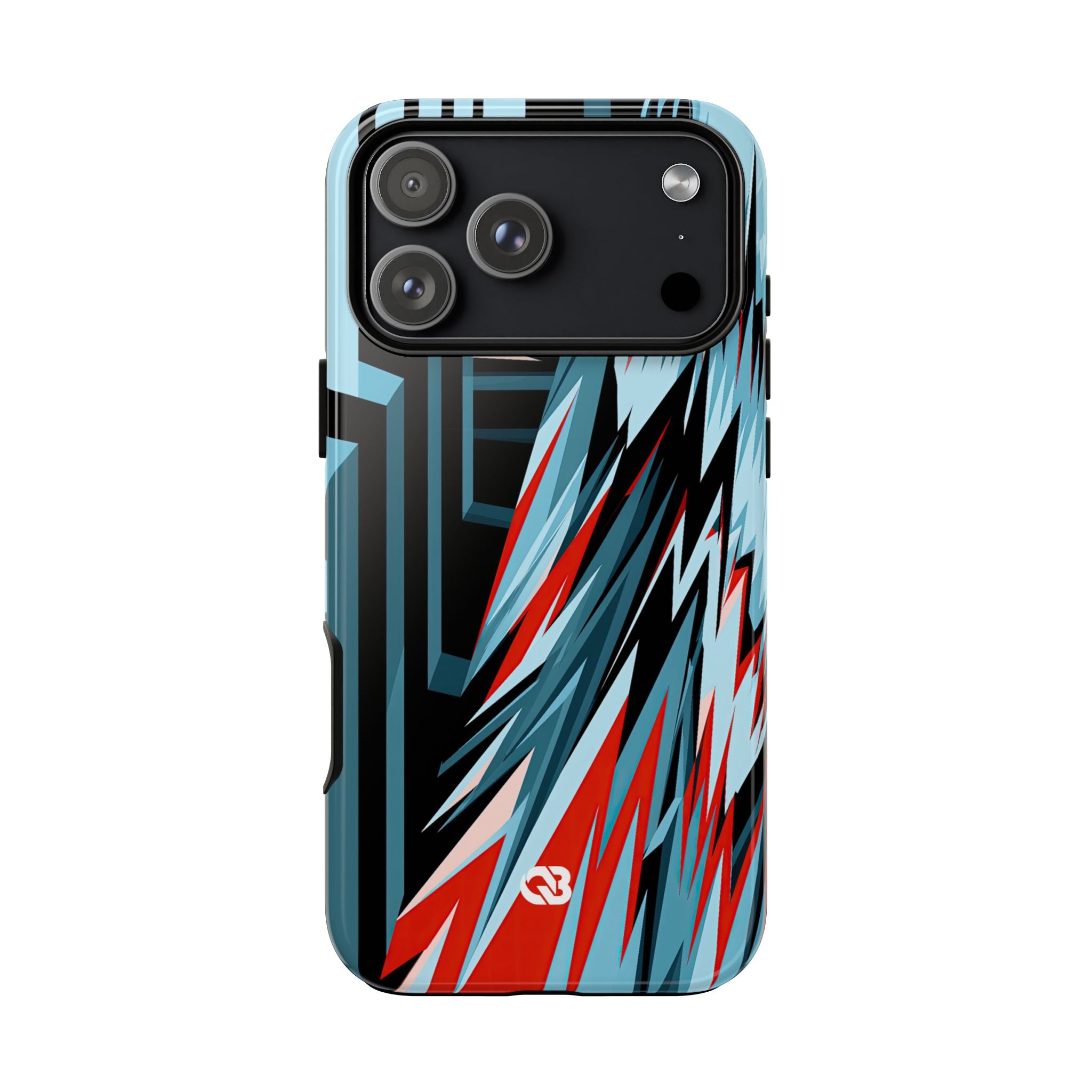 Blue Tough Phone Case for iPhone - Glitch Peak Cyan
