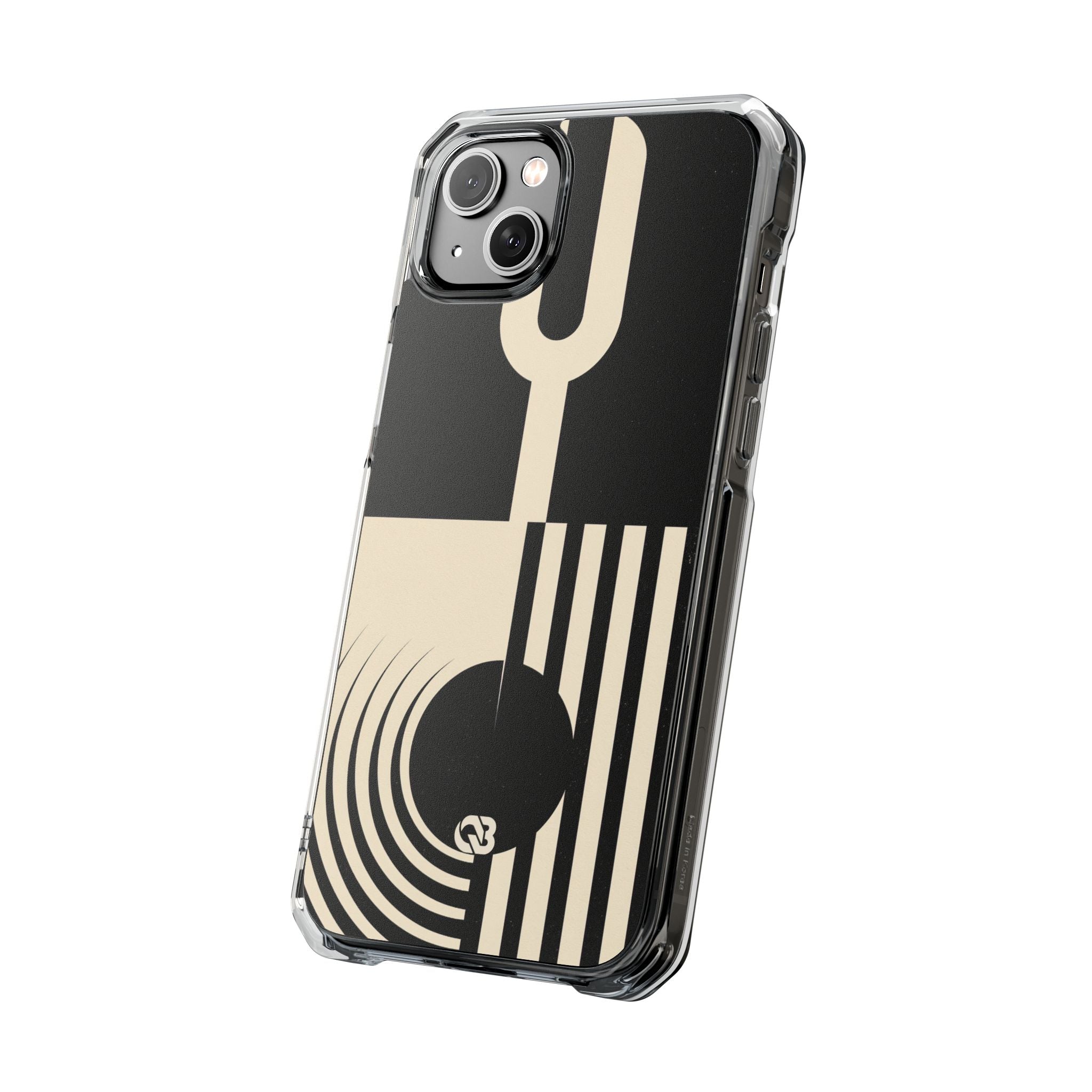 Black Impact MagSafe Phone Case for iPhone - Ivory Signal Grid