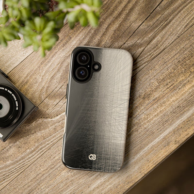 Beige Tough Phone Case for iPhone - Brutalist Graphite Grid