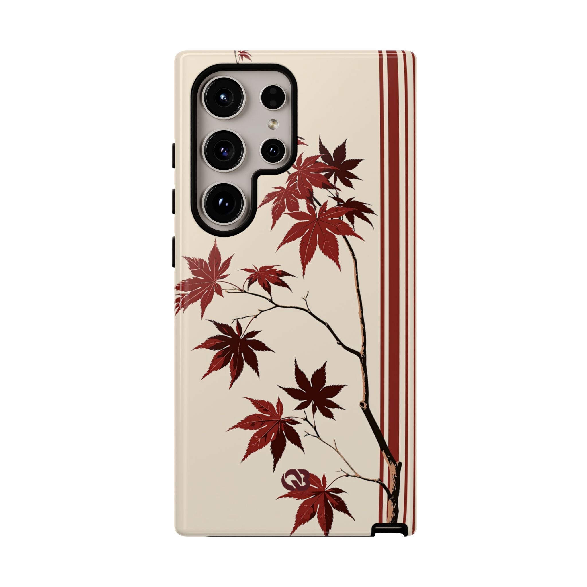 Red Tough Phone Case for Samsung - Crimson Momiji Stripe