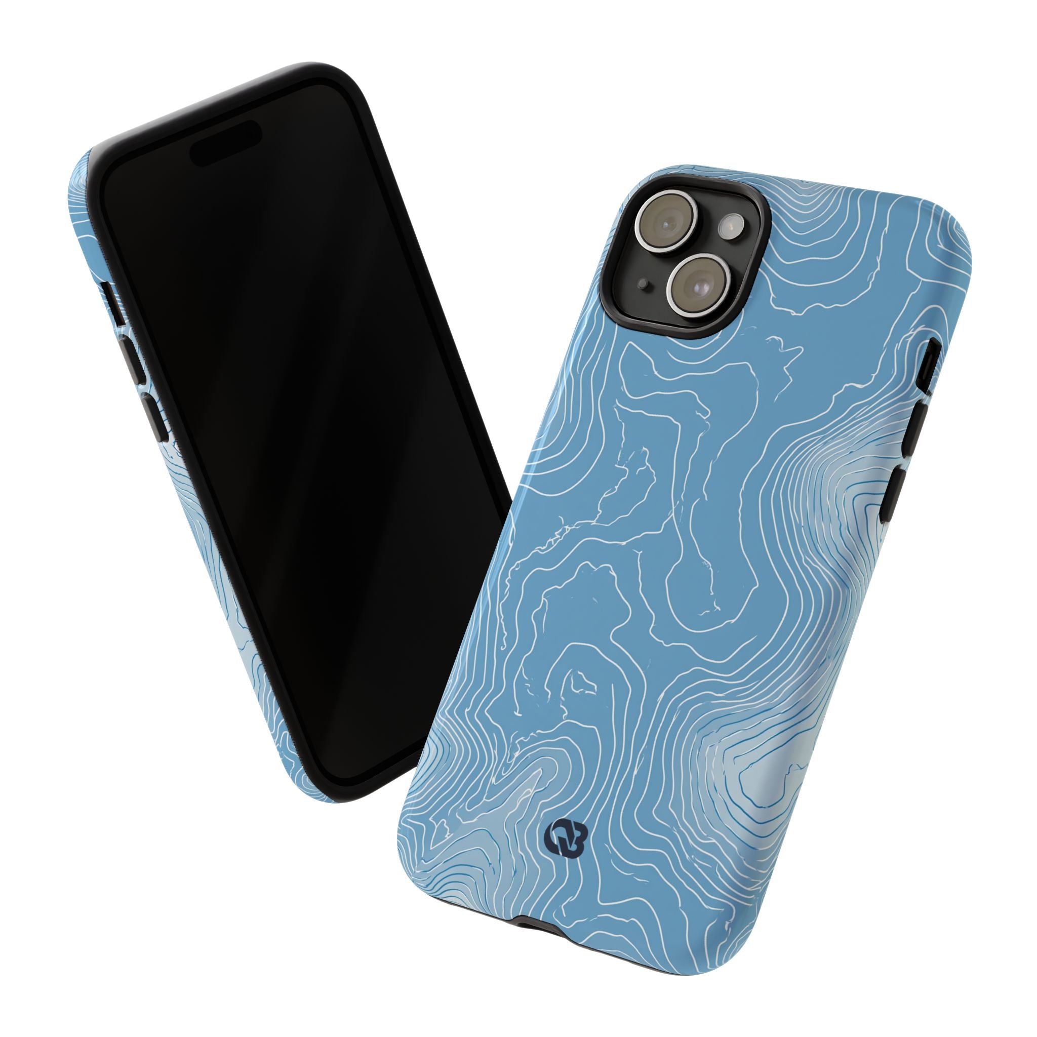Blue Tough Phone Case for iPhone - Glacial Ridge Topo