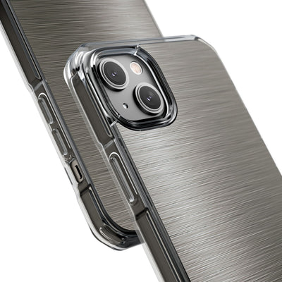 Grey Impact MagSafe Phone Case for iPhone - Brushed Industrial Steel