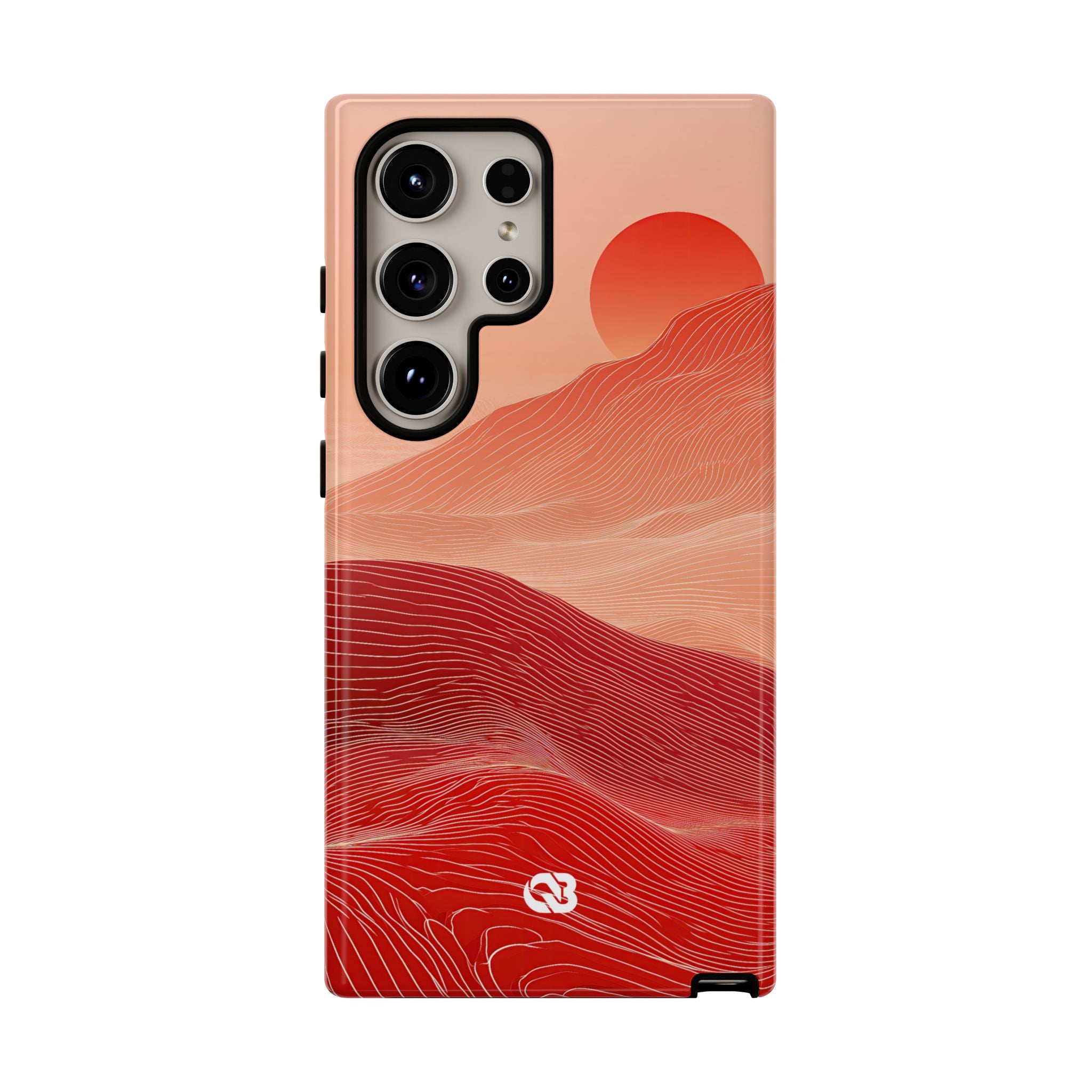 Red Tough Phone Case for Samsung - Crimson Ridge Lines