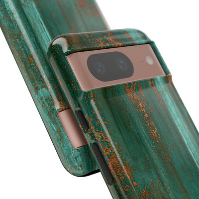 Teal Tough Phone Case for Google Pixel - Verdigris Copper Siding