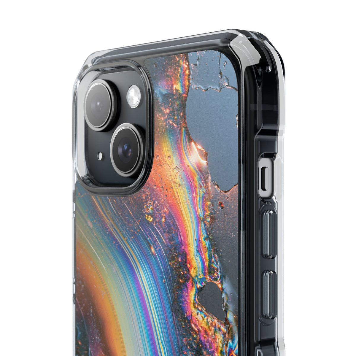 Prismatic Aura Flow · Clear Impact Magnetic Phone Case for iPhone · Blue