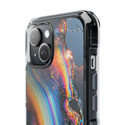 Prismatic Aura Flow · Clear Impact Magnetic Phone Case for iPhone · Blue