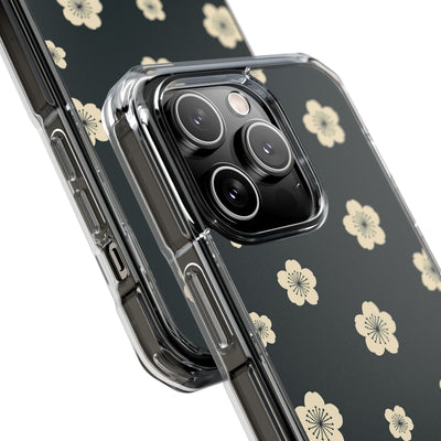 Teal Impact MagSafe Phone Case for iPhone - Obsidian Cream Petals