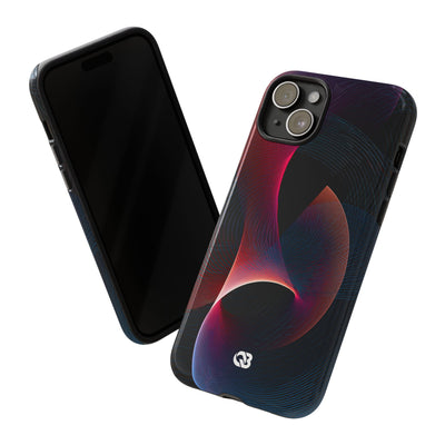 Black Tough Phone Case for iPhone - Cobalt Crimson Flux