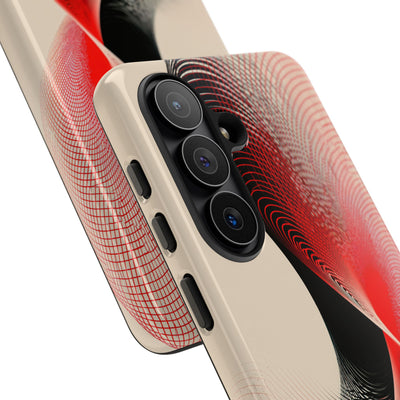 Red Tough Phone Case for Samsung - Crimson Grid Vortex