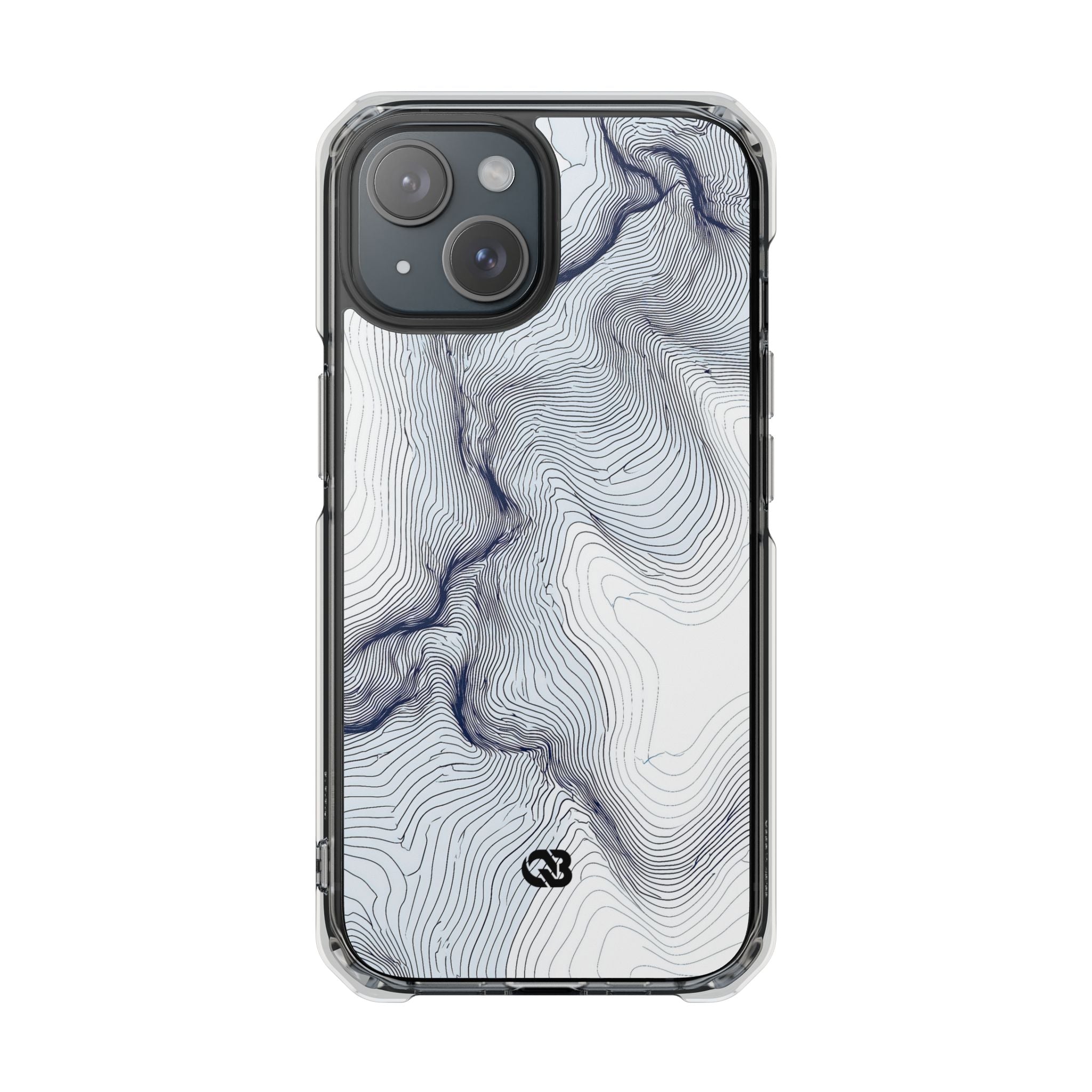 White Impact MagSafe Phone Case for iPhone - Nordic Ridge Topo