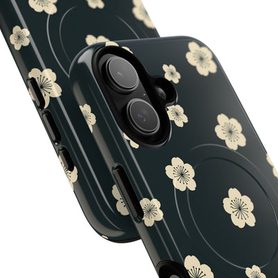 Teal Tough 2.0 Magsafe Phone Case for iPhone - Obsidian Cream Petals