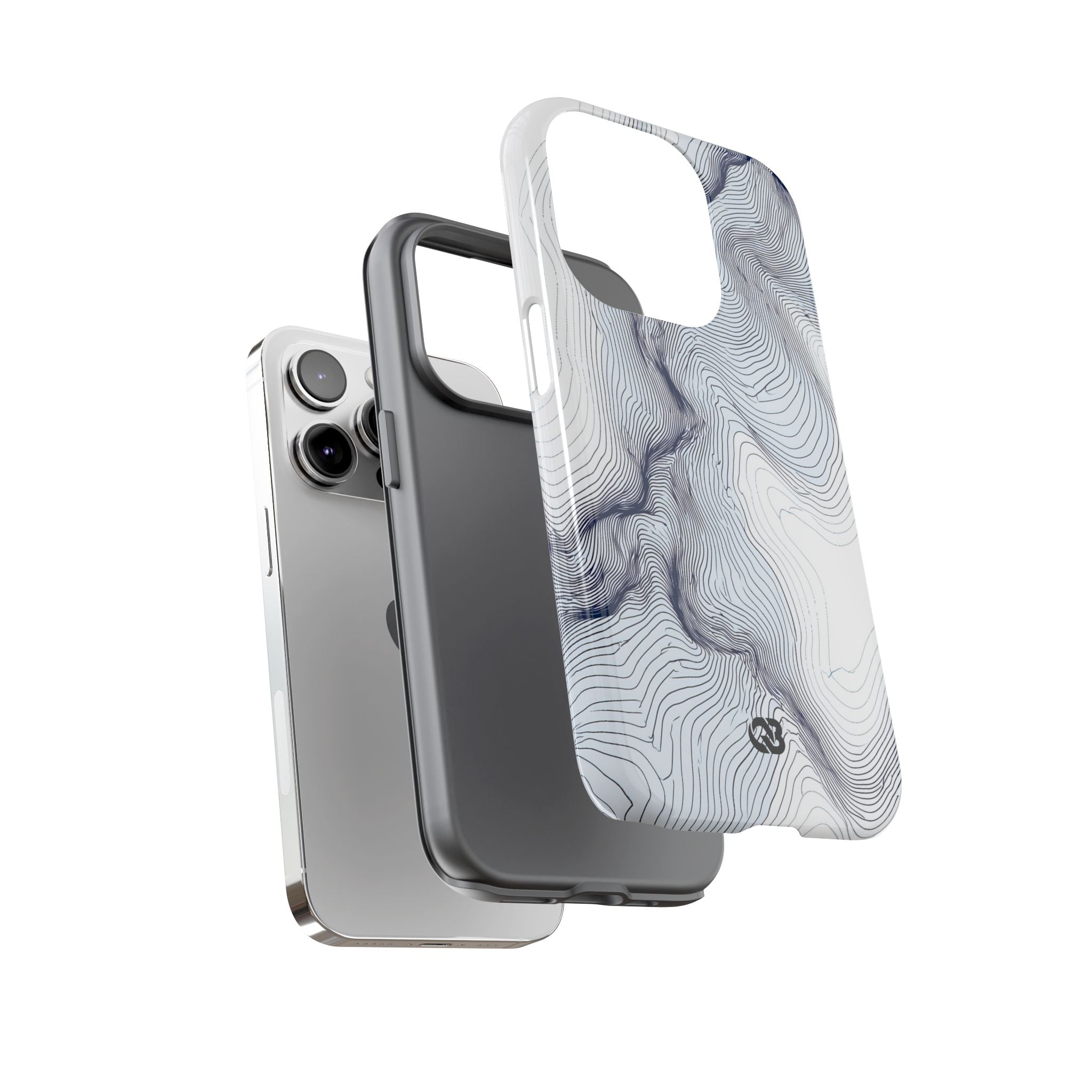 White Tough Phone Case for iPhone - Nordic Ridge Topo