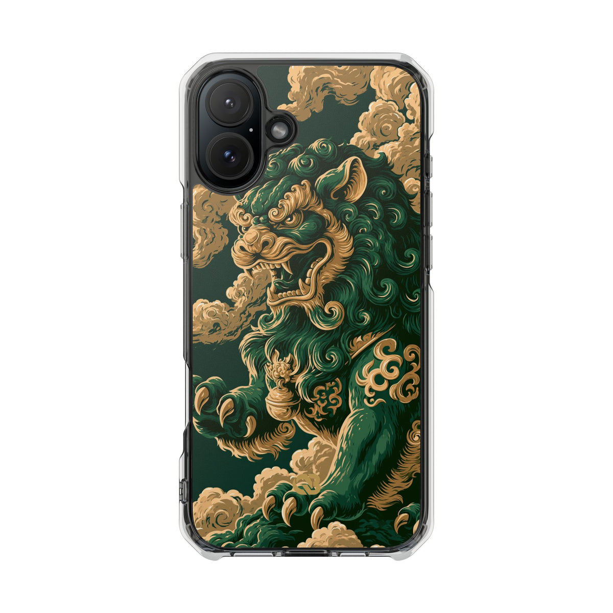 Imperial Guardian Lion · Clear Impact Magnetic Phone Case for iPhone · Green