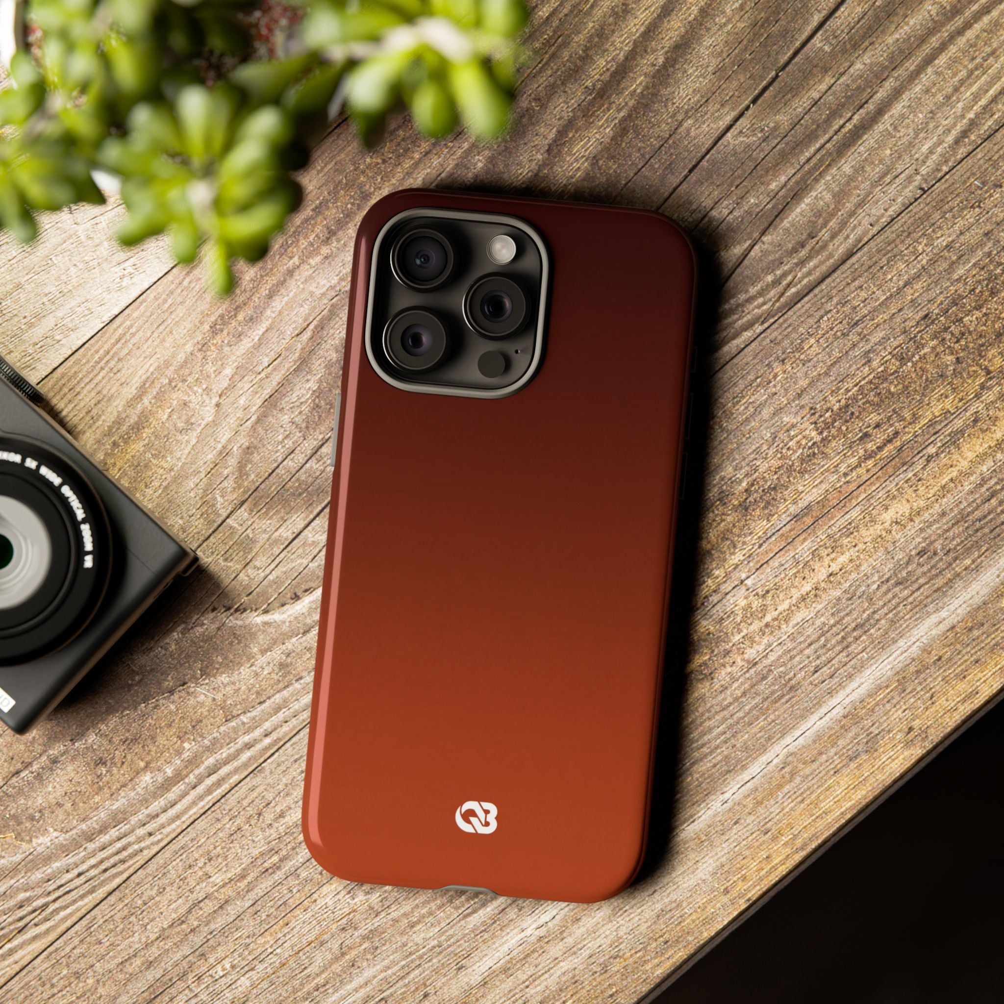 Orange Tough Phone Case for iPhone - Obsidian Ember Fade