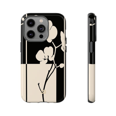 Beige Tough Phone Case for iPhone - Nocturnal Orchid Frame