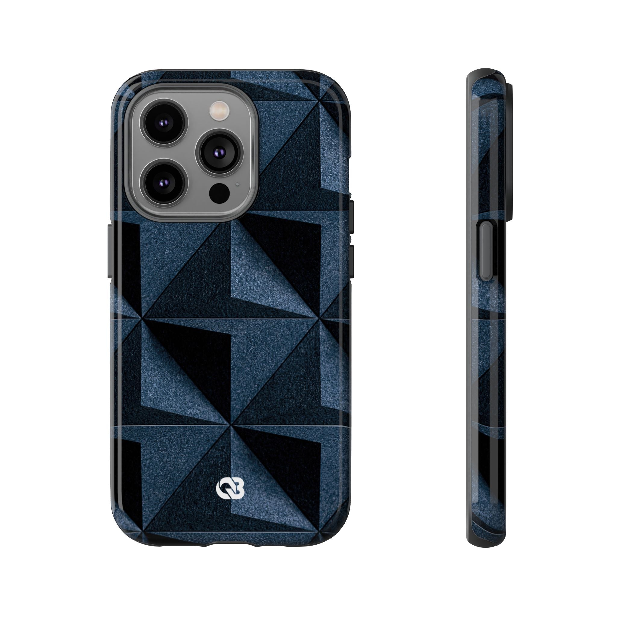 Blue Tough Phone Case for iPhone - Indigo Basalt Facets