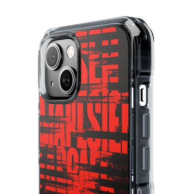 Crimson Redaction · Clear Impact Magnetic Phone Case for iPhone ·  Black