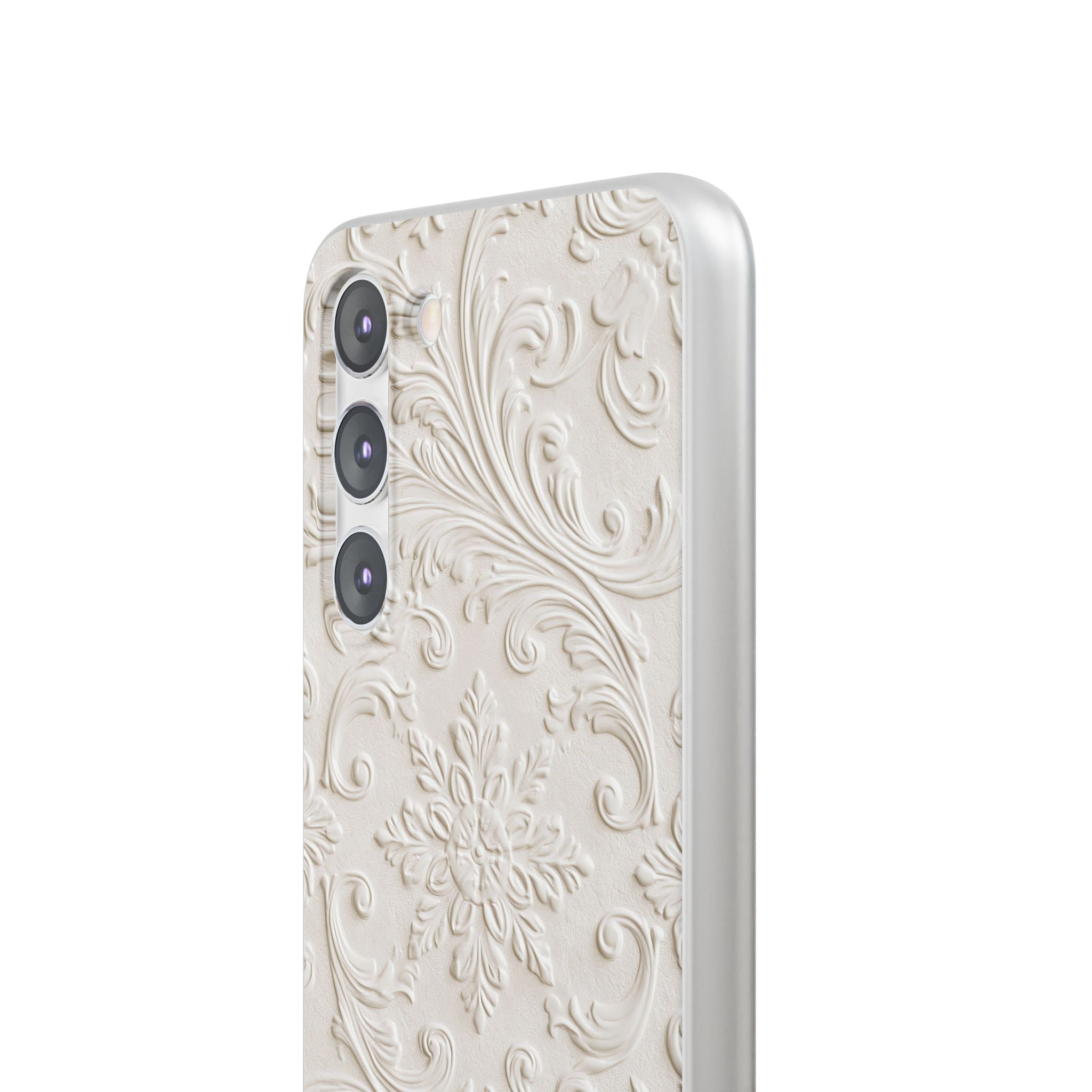 White Lite Phone Case for Samsung - Alabaster Floral Relief