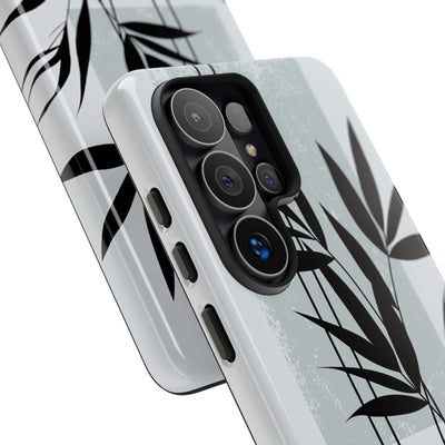 Grey Tough Phone Case for Samsung - Sage Bamboo Noir