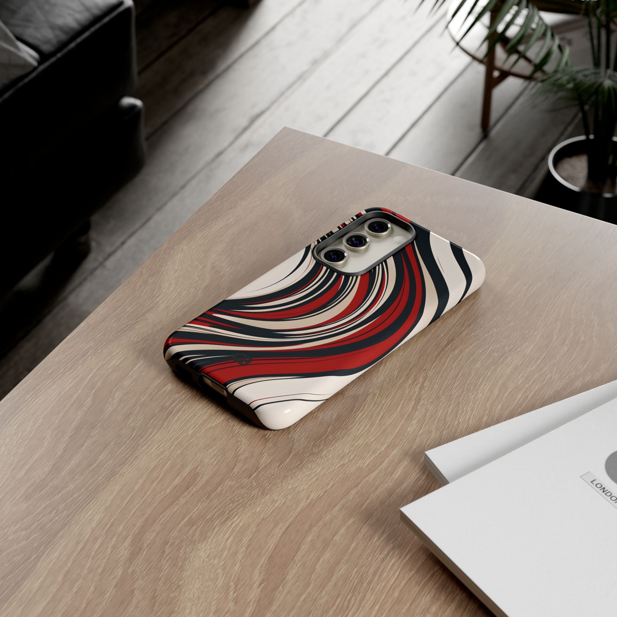 Crimson Flow Waves · Tough Phone Case for Samsung
