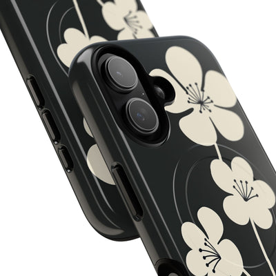 Black Tough 2.0 Magsafe Phone Case for iPhone - Obsidian Cream Bloom