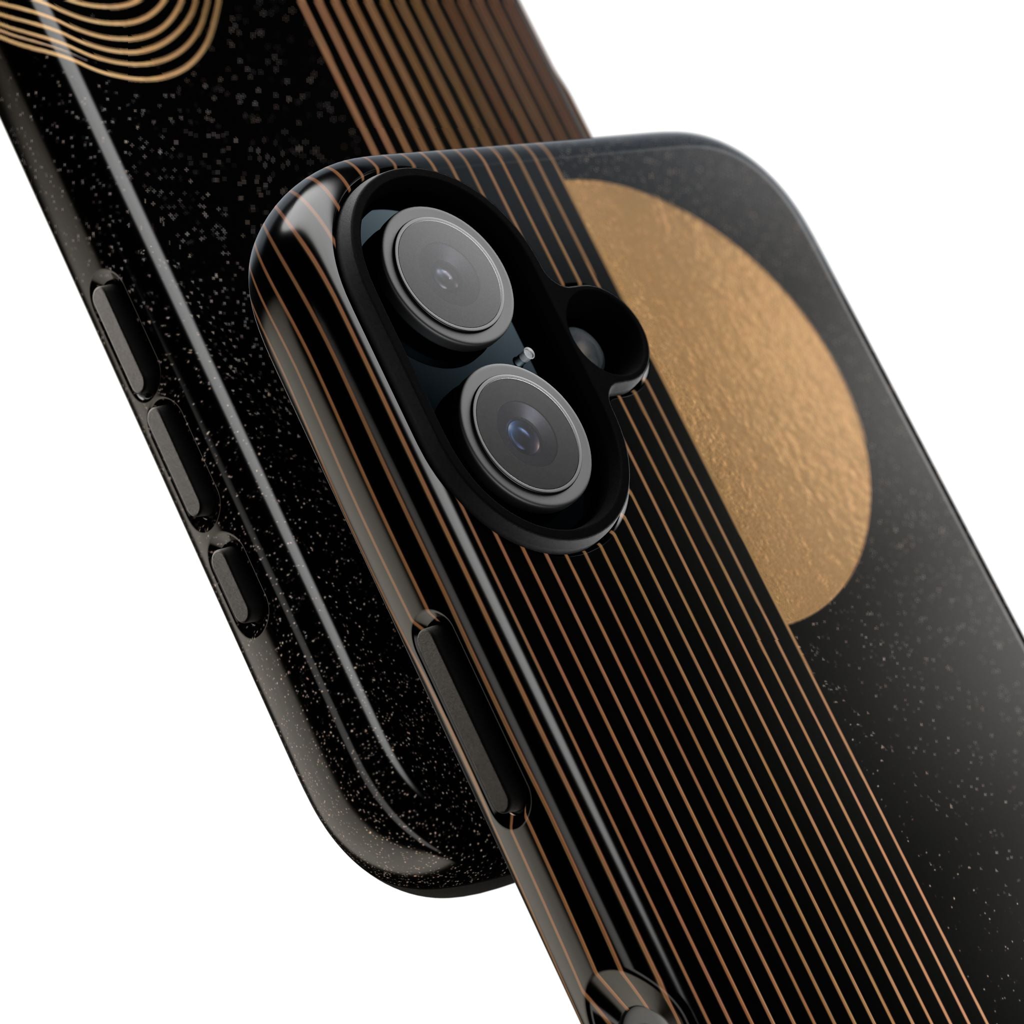Gold Tough Phone Case for iPhone - Gilded Obsidian Dunes