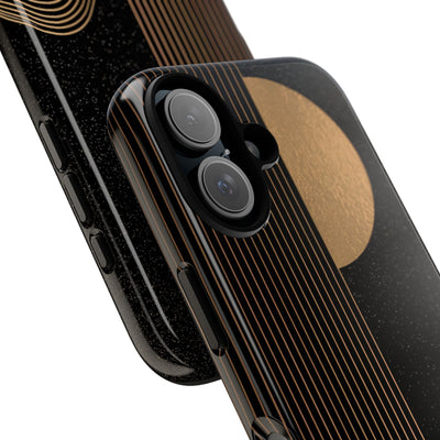 Gold Tough Phone Case for iPhone - Gilded Obsidian Dunes