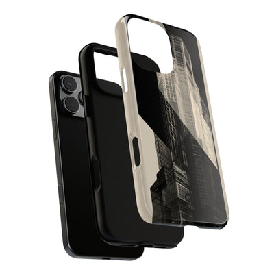 Beige Tough Phone Case for iPhone - Monolith Urban Grid