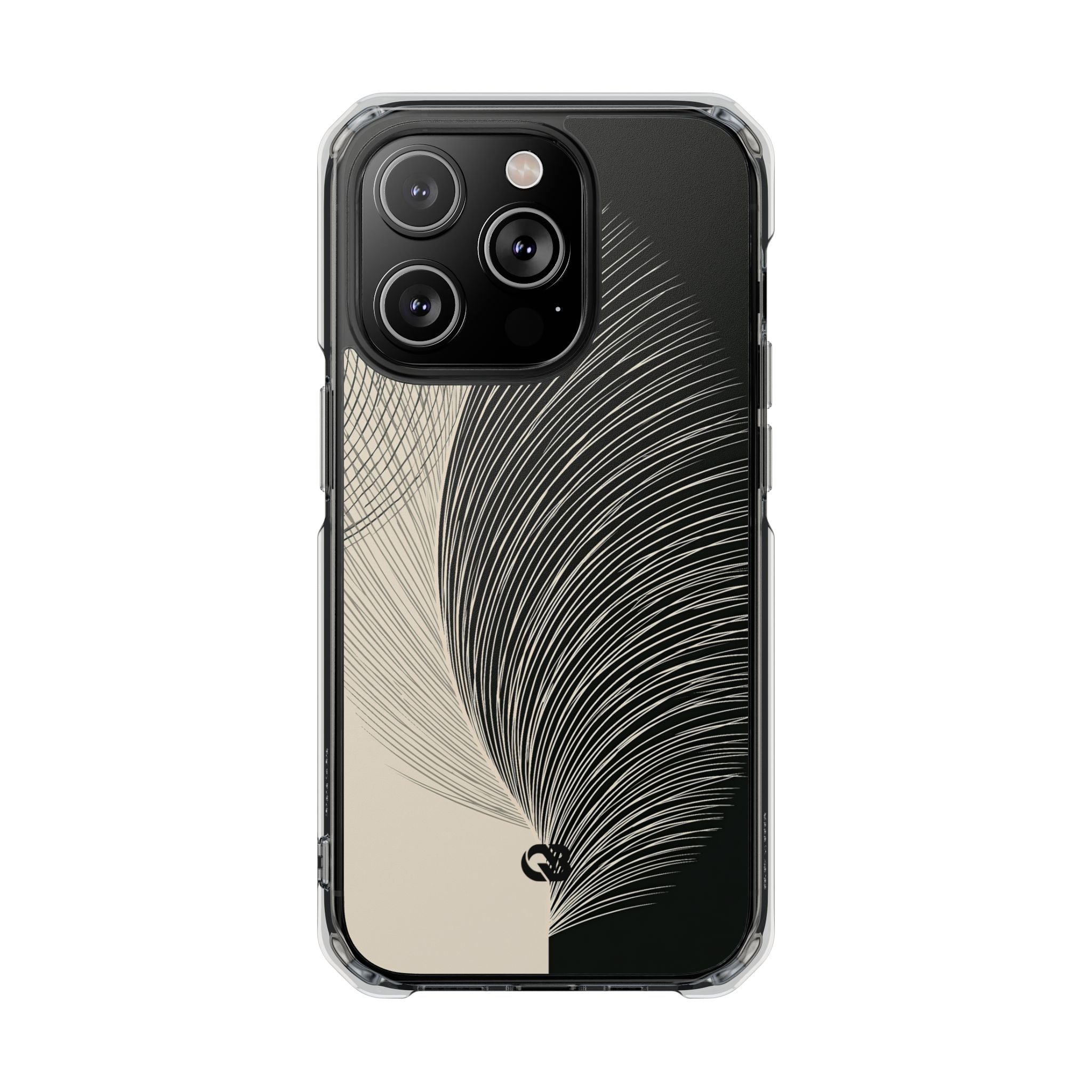 Beige Impact MagSafe Phone Case for iPhone - Obsidian Cream Plume