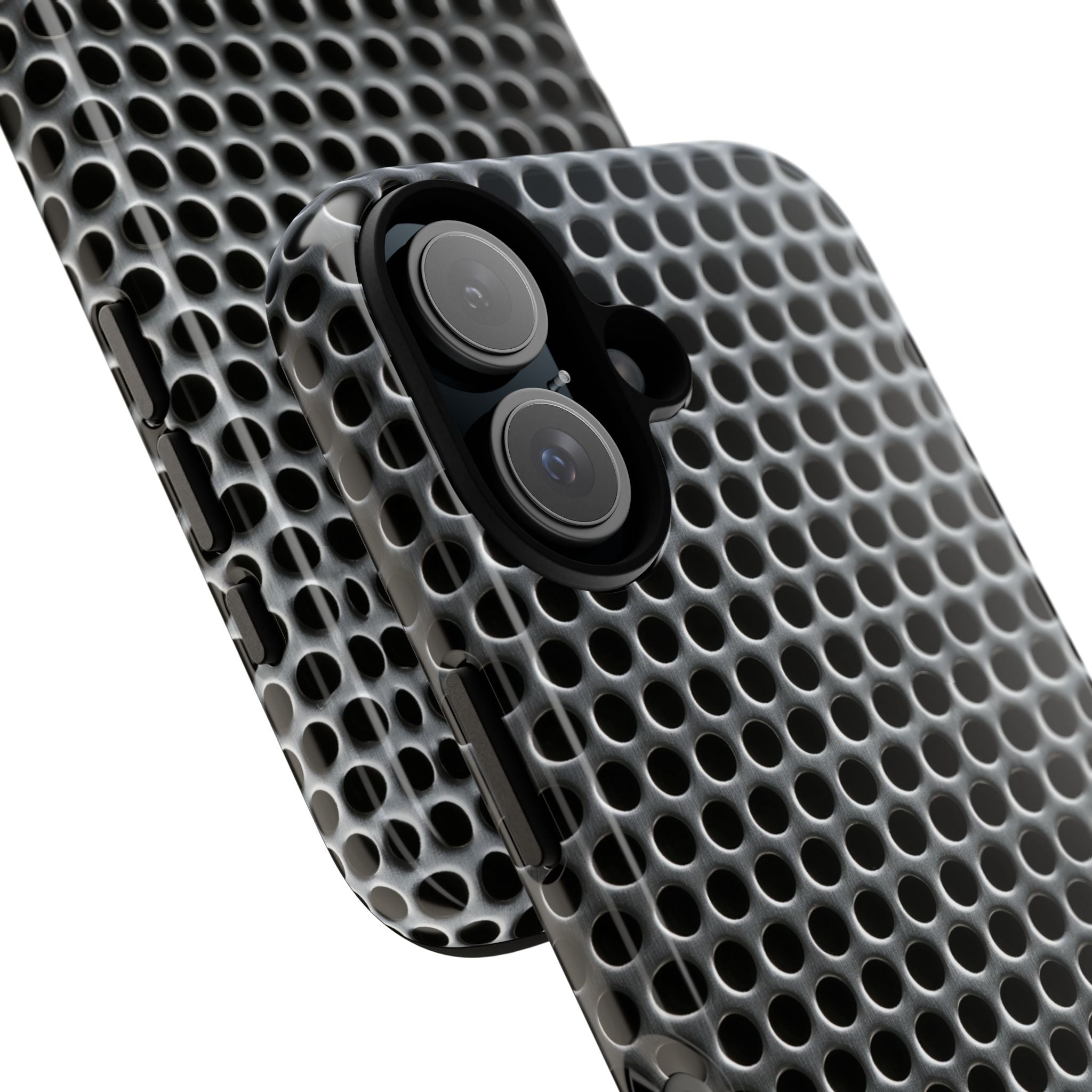 Silver Tough Phone Case for iPhone - Brutalist Steel Mesh