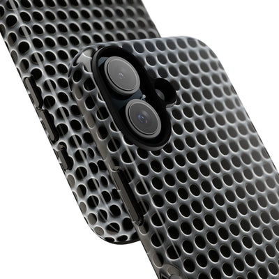 Silver Tough Phone Case for iPhone - Brutalist Steel Mesh