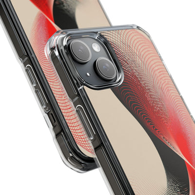 Red Impact MagSafe Phone Case for iPhone - Crimson Grid Vortex