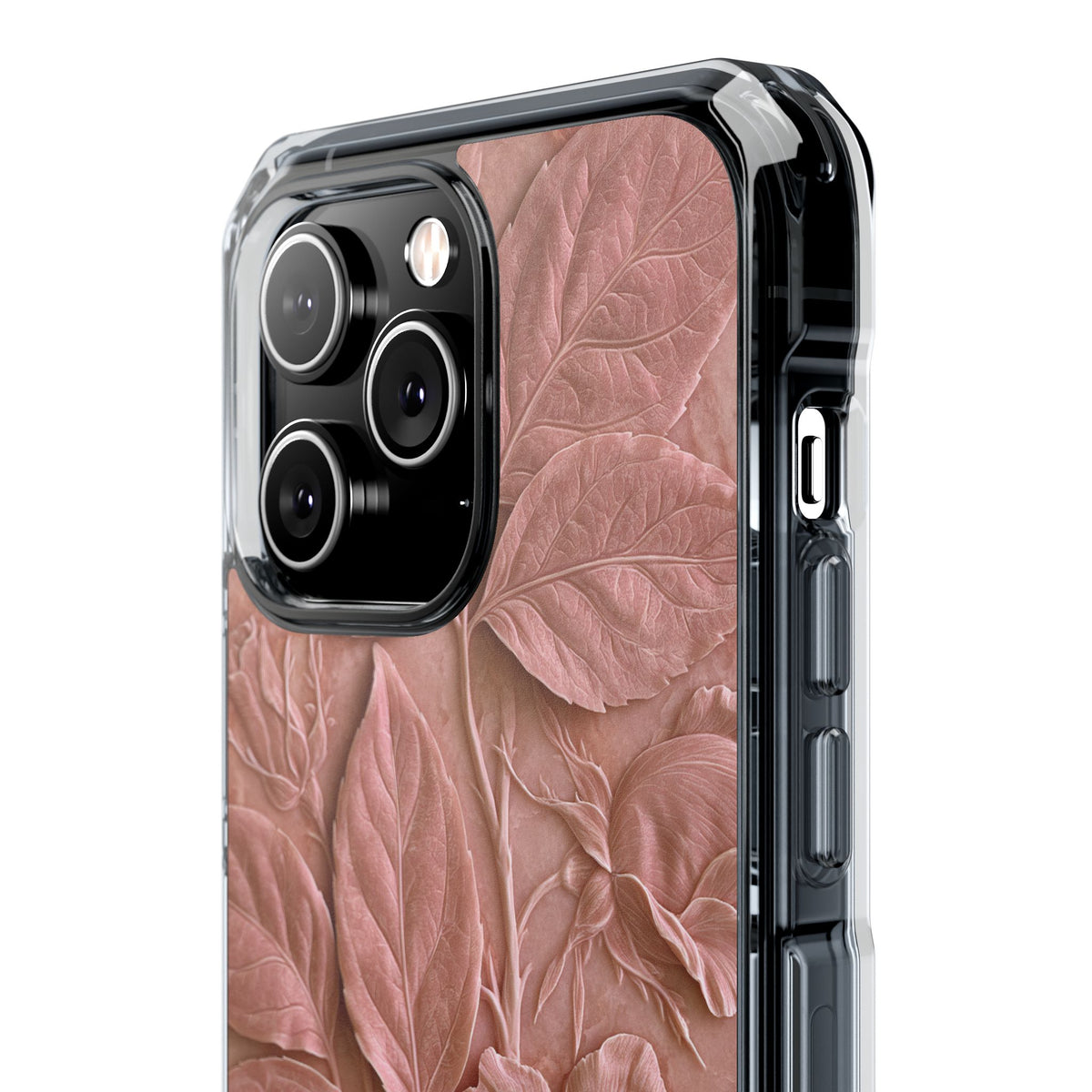 Blush Rose Relief · Clear Impact Magnetic Phone Case for iPhone · Pink