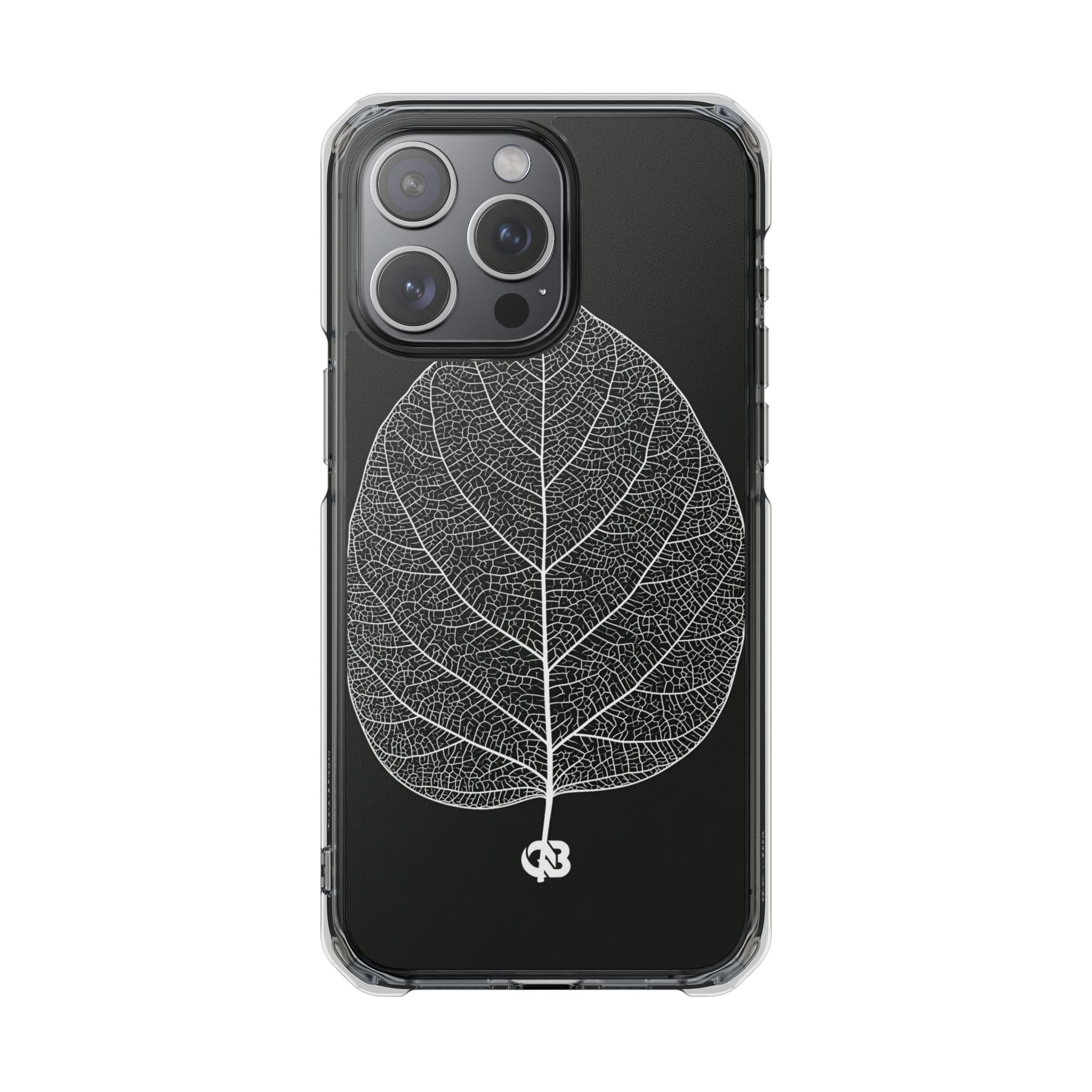 Black Impact MagSafe Phone Case for iPhone - Bleached Leaf Lattice