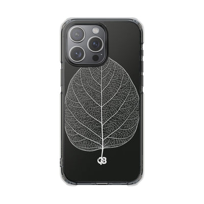 Black Impact MagSafe Phone Case for iPhone - Bleached Leaf Lattice