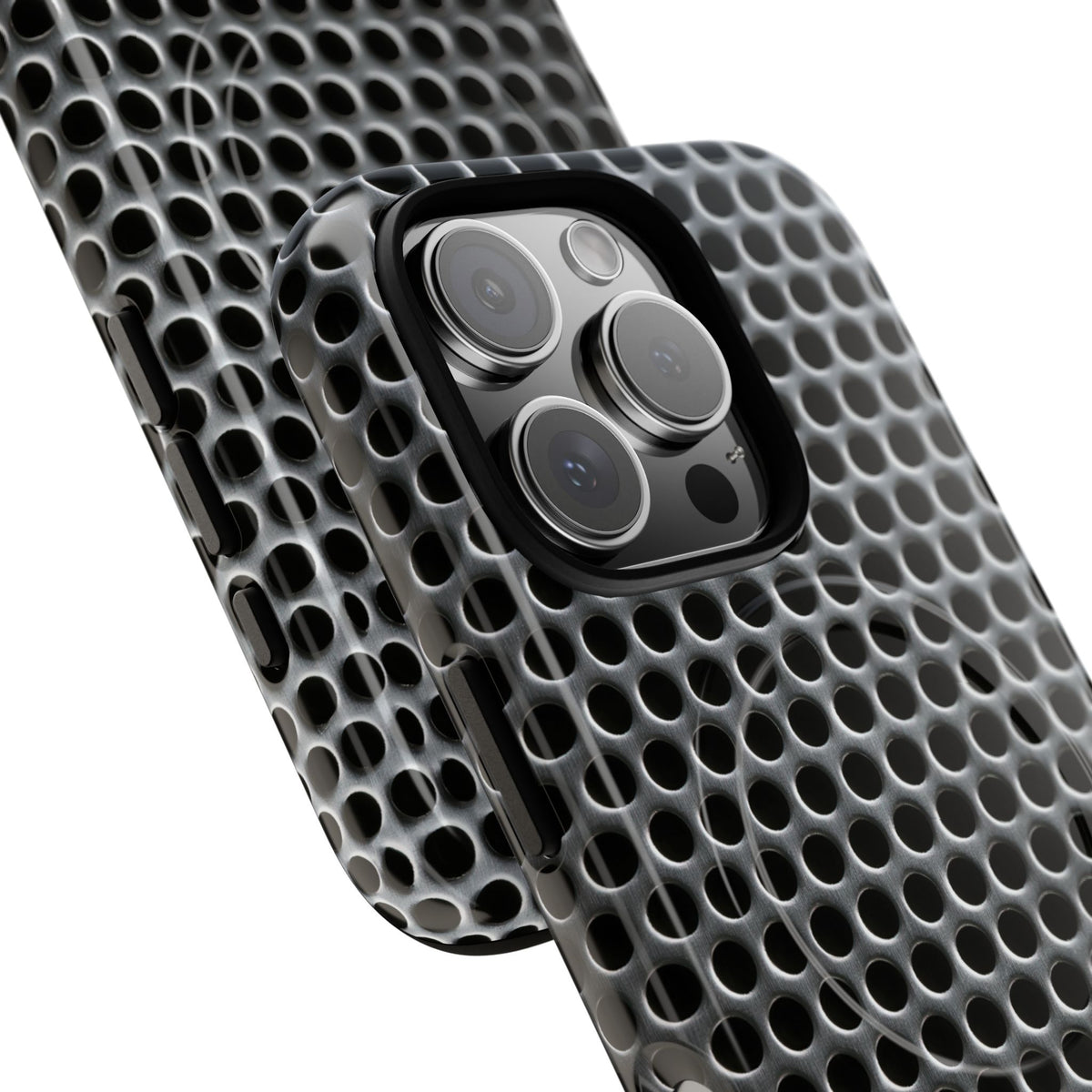 Brushed Perforated Steel · Tough 2.0 Magnetic Phone Case for iPhone · Silver