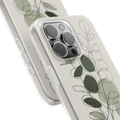 Green Lite Phone Case for iPhone - Muted Eucalyptus Sketch