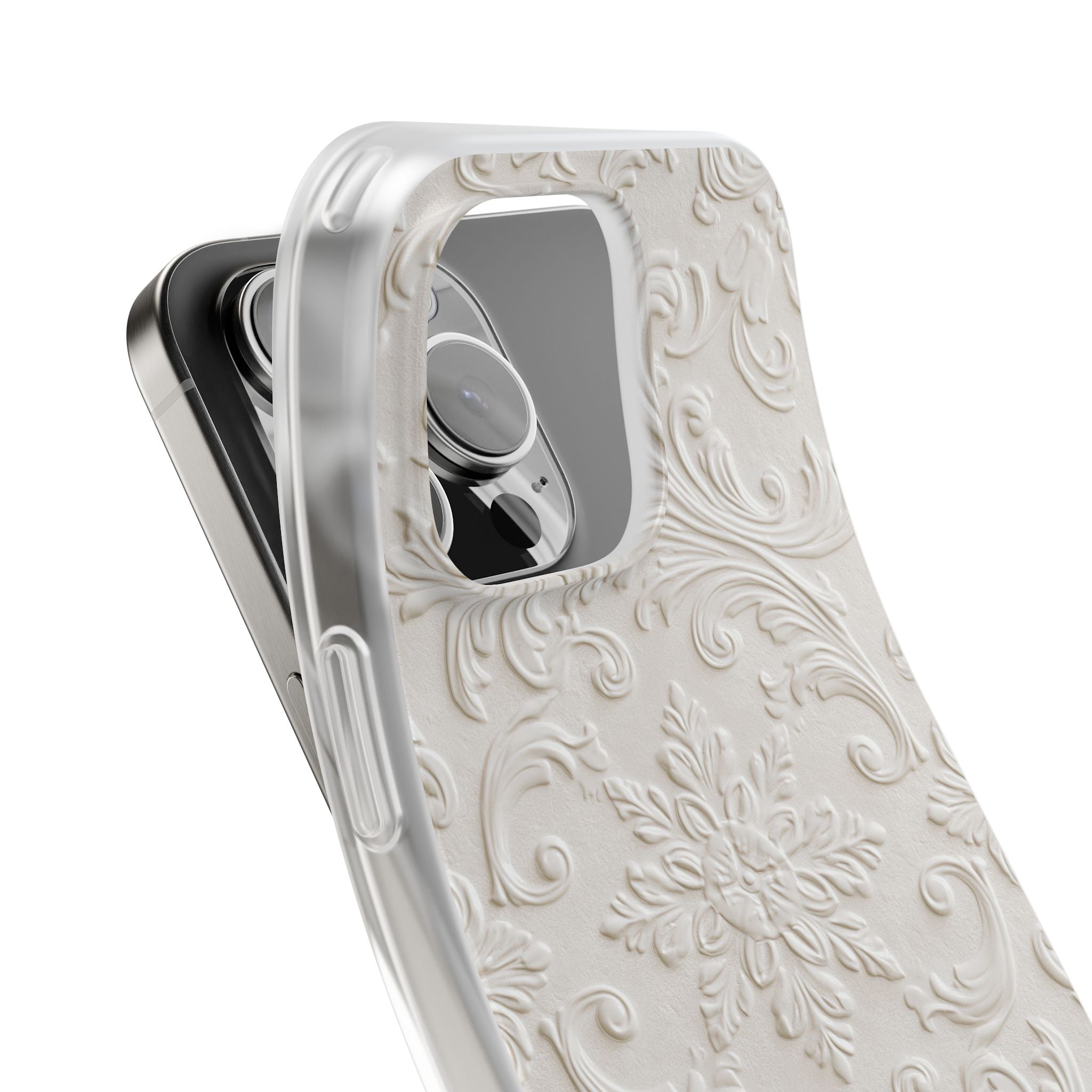 White Lite Phone Case for iPhone - Alabaster Floral Relief