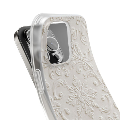White Lite Phone Case for iPhone - Alabaster Floral Relief