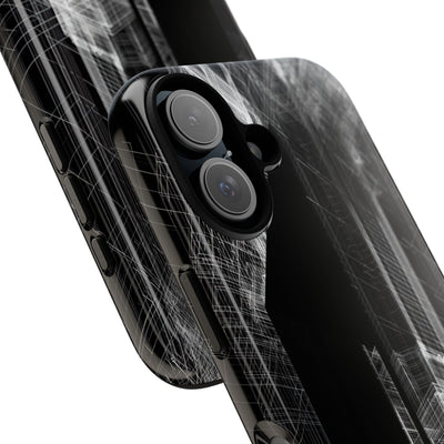 Black Tough Phone Case for iPhone - Ghost Urban Wireframe