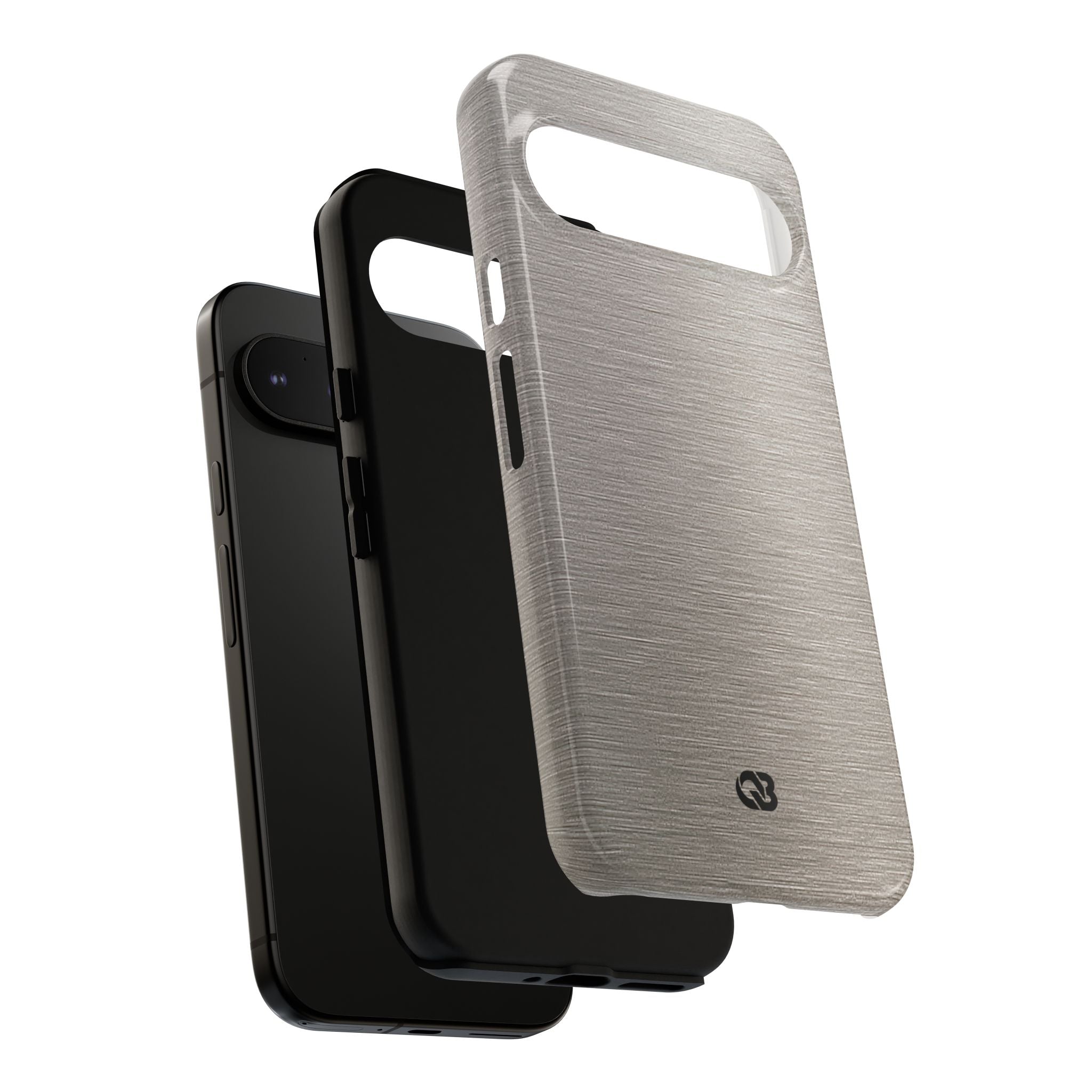 Grey Tough Phone Case for Google Pixel - Brushed Nickel Linen
