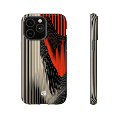 Red Tough Phone Case for iPhone - Crimson Pulse Topo