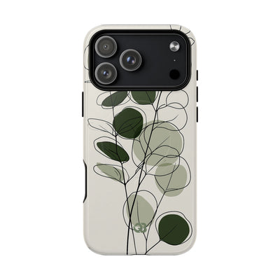 Green Tough 2.0 Magsafe Phone Case for iPhone - Muted Eucalyptus Sketch