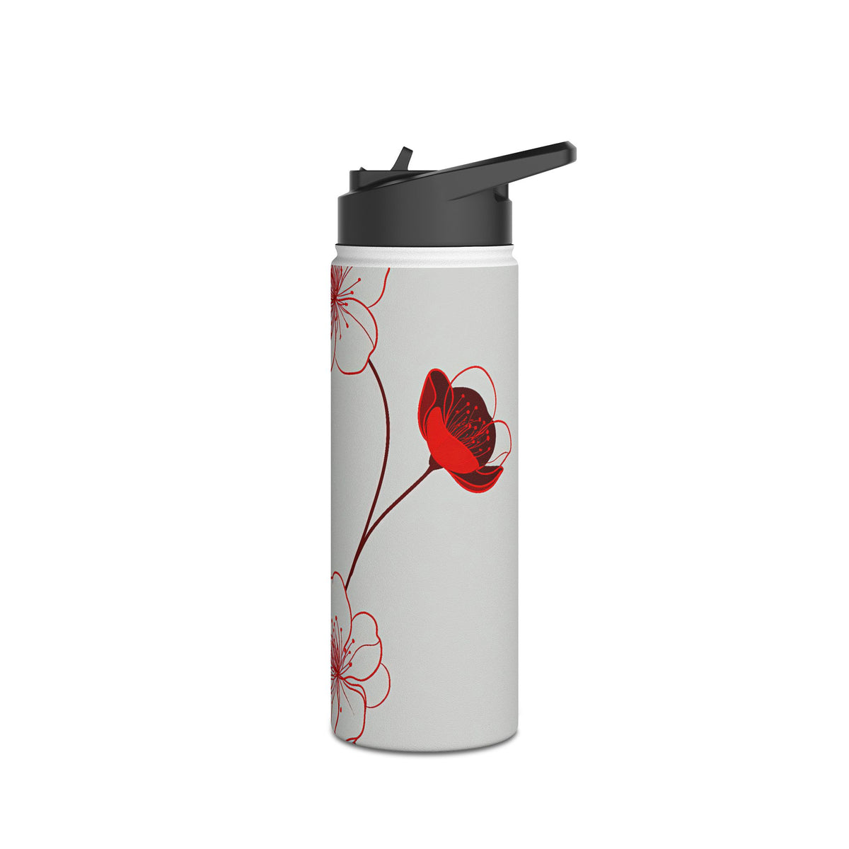 Crimson Sakura Blossom · Insulated Water Bottle · Red