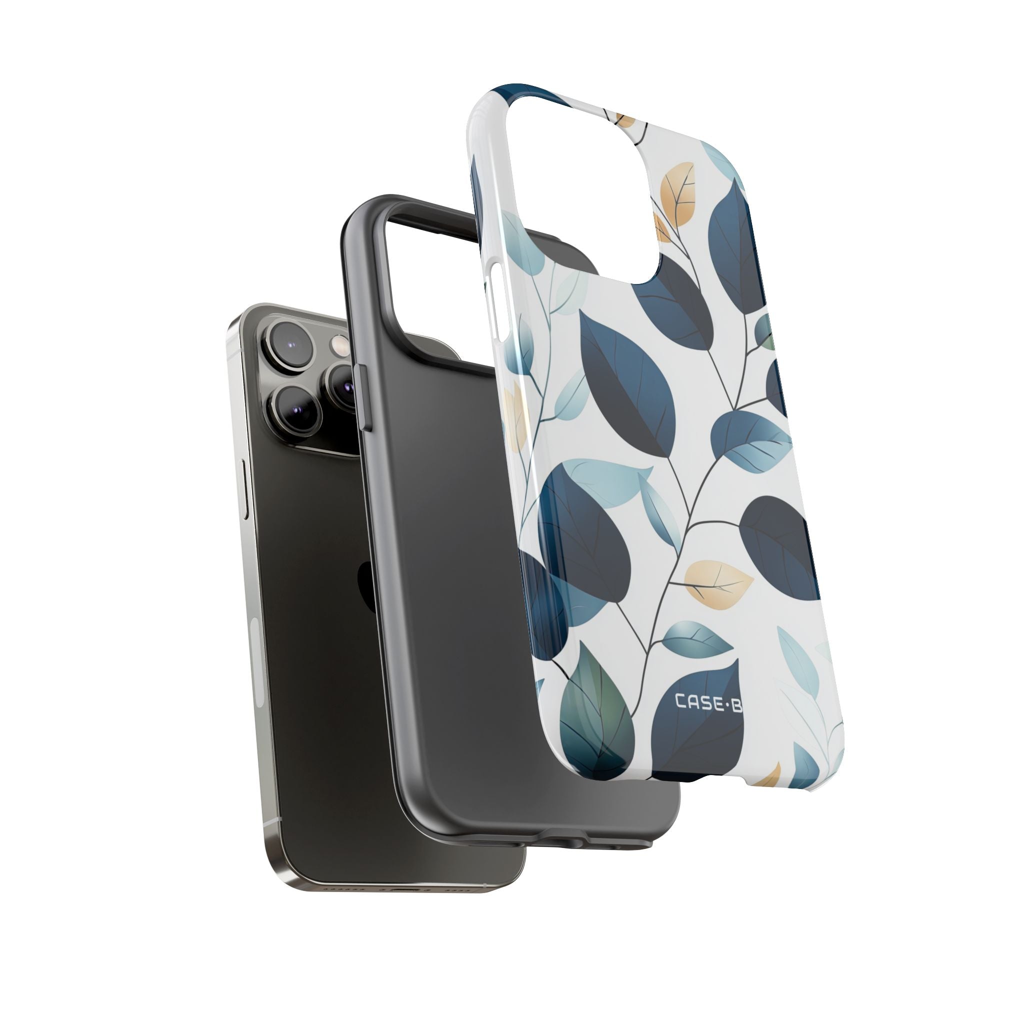Navy Leaf Veins iPhone 14 Pro Max Case - Tough