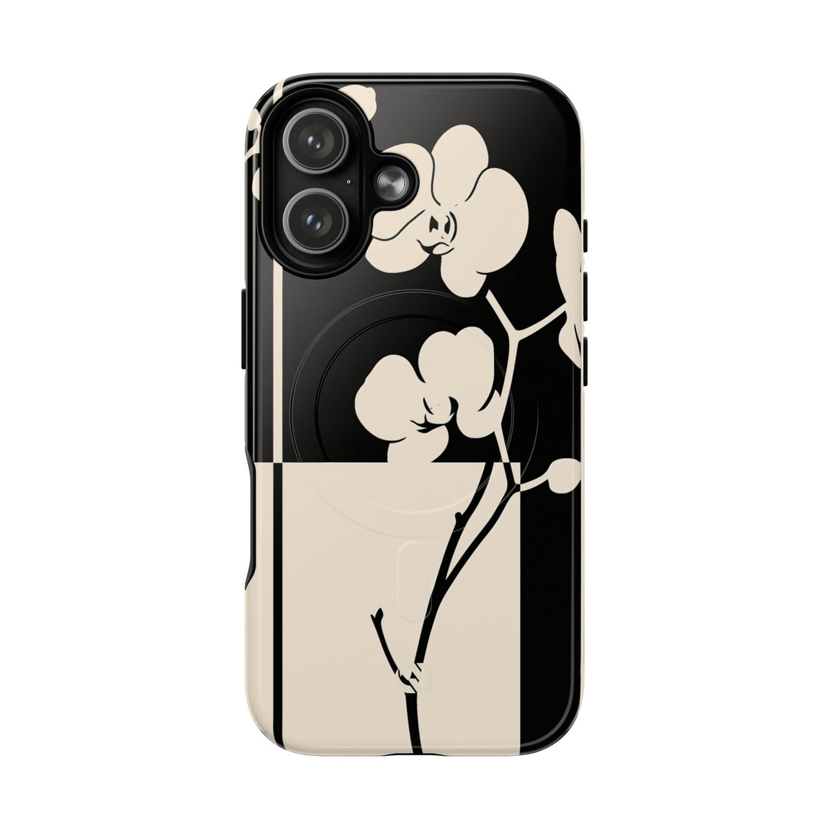 Geometric Orchid Bloom · Tough 2.0 Magnetic Phone Case for iPhone · Black