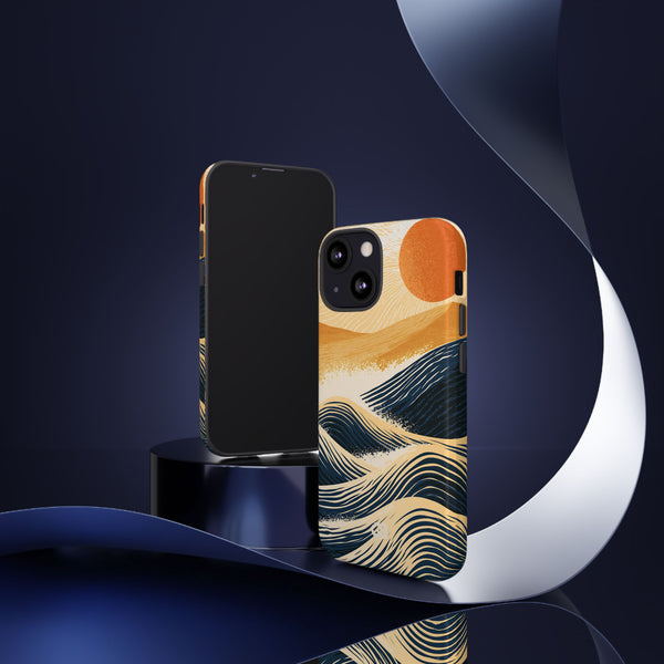 Golden Horizon Waves · Tough Phone Case for iPhone · Blue