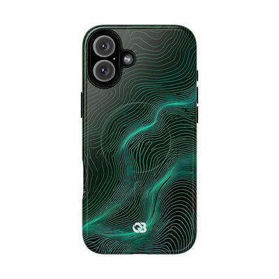 Teal Tough 2.0 Magsafe Phone Case for iPhone - Neon Jade Contour